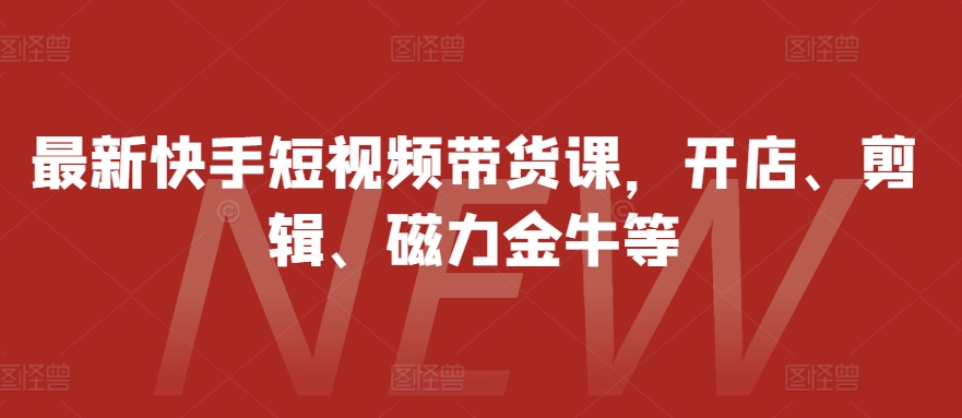 最新快手短视频带货课，开店、剪辑、磁力金牛等-云创网