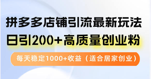拼多多店铺引流最新玩法，日引200+高质量创业粉，每天稳定1000+收益(…-云创网