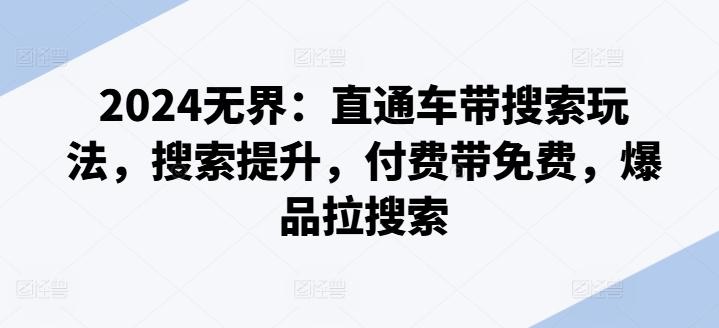 2024无界：直通车带搜索玩法，搜索提升，付费带免费，爆品拉搜索-云创网