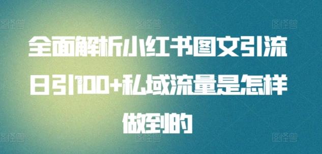全面解析小红书图文引流日引100+私域流量是怎样做到的【揭秘】-云创网