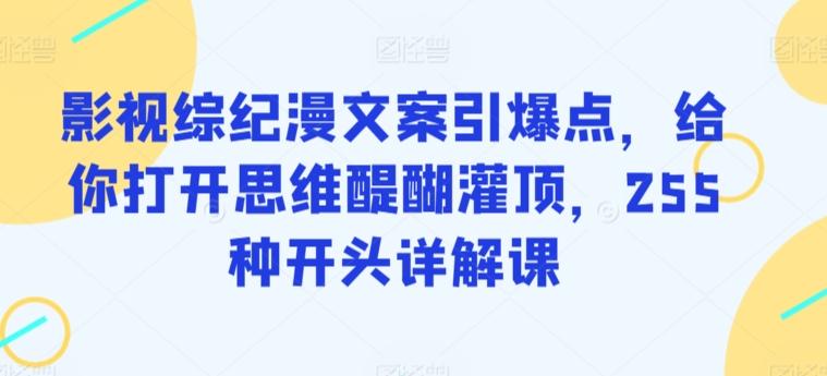影视综纪漫文案引爆点，给你打开思维醍醐灌顶，255种开头详解课-云创网