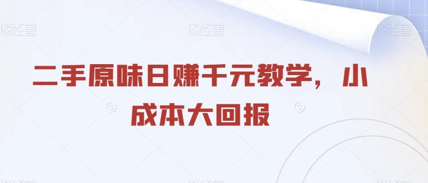 二手原味日赚千元教学，小成本大回报-云创网