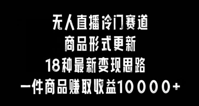 无人直播冷门赛道，商品形式更新，18种变现思路，一件商品赚取收益10000+【揭秘】-云创网