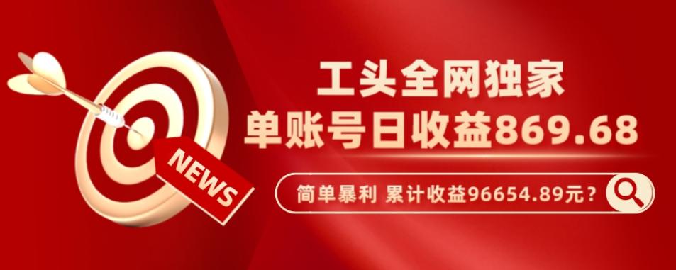 工头全网独家，这个玩法单账号日收益869.68，简单暴利，累计收益96654.89元？-云创网