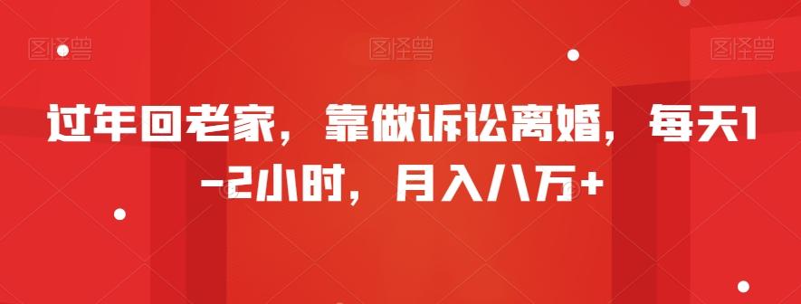 过年回老家，靠做诉讼离婚，每天1-2小时，月入八万+-云创网