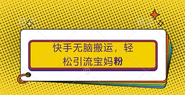 快手无脑搬运，轻松引流宝妈粉，纯小白轻松上手【揭秘】-云创网