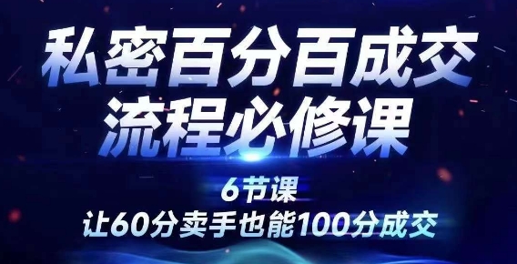 私密百分百成交流程线上训练营，绝对成交，让60分卖手也能100分成交-云创网