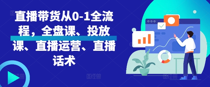 直播带货从0-1全流程，全盘课、投放课、直播运营、直播话术-云创网