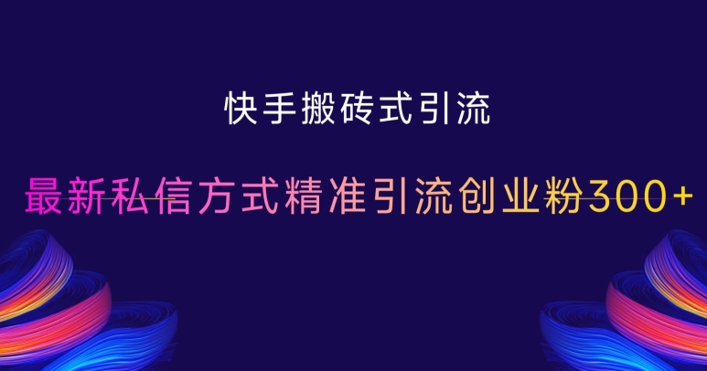 快手搬砖式引流，最新私信方式精准引流创业粉300+-云创网