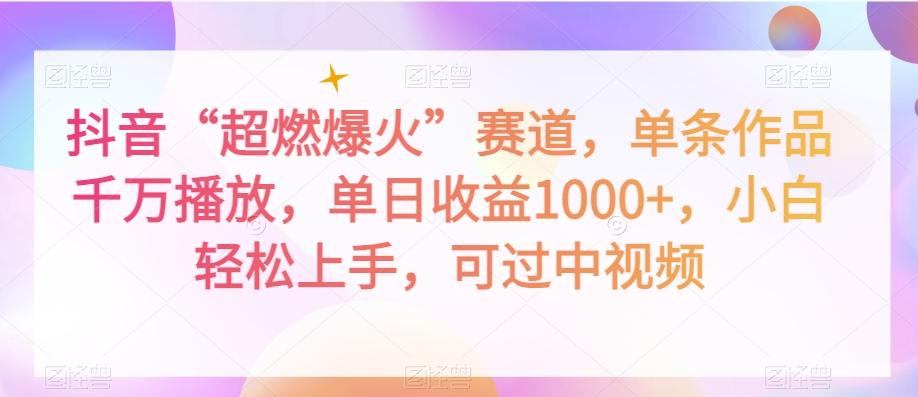 抖音“超燃爆火”赛道，单条作品千万播放，单日收益1000+，小白轻松上手，可过中视频【揭秘】-云创网