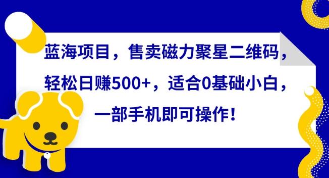 蓝海项目，售卖磁力聚星二维码，轻松日赚500+，适合0基础小白，一部手机即可操作【揭秘】-云创网