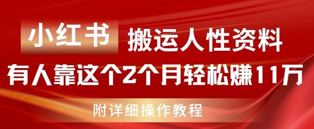 小红书搬运人性资料，有人靠这个2个月轻松赚11w，附教程【揭秘】-云创网