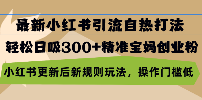 最新小红书引流自热打法，轻松日吸300+精准宝妈创业粉，小红书更新后新…-云创网