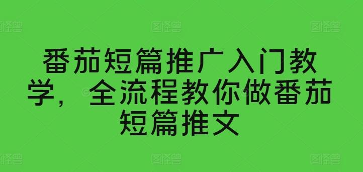 番茄短篇推广入门教学，全流程教你做番茄短篇推文-云创网