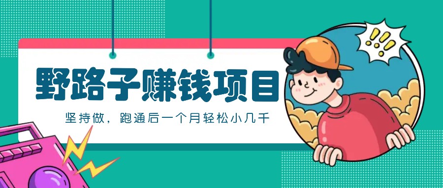 一个人就能操作的野路子赚钱项目，零成本零门槛坚持做，跑通后一个月小几千！-云创网