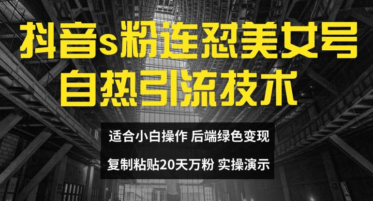 抖音s粉连怼美女号自热引流技术复制粘贴，20天万粉账号，无需实名制，矩阵操作【揭秘】-云创网