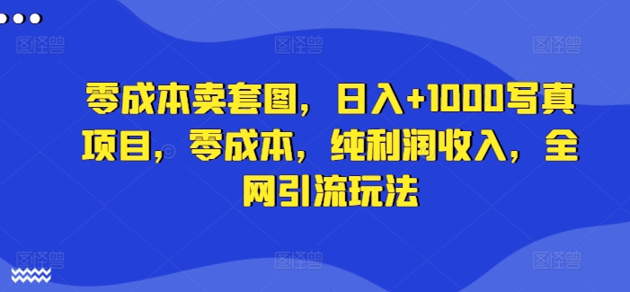 零成本卖套图，日入+1000写真项目，零成本，纯利润收入，全网引流玩法-云创网