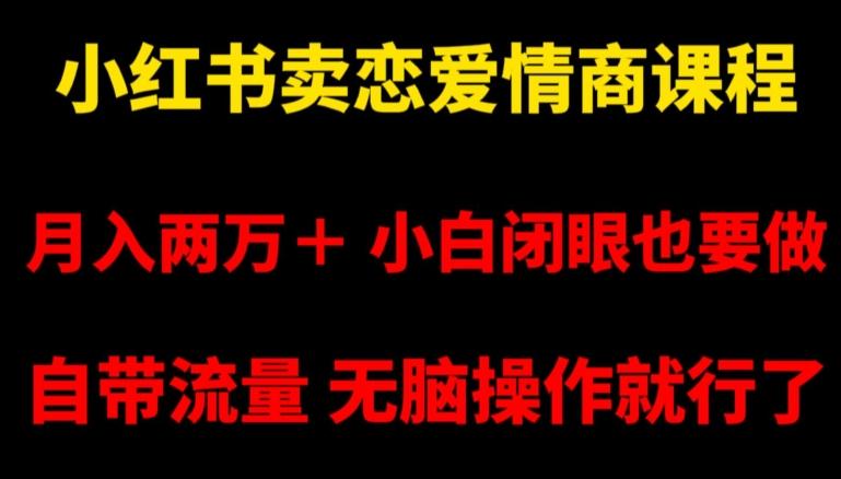 小红书卖恋爱情商课程，月入两万＋，小白闭眼也要做，自带流量，无脑操作就行了【揭秘】-云创网