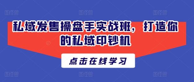 私域发售操盘手实战班，打造你的私域印钞机-云创网
