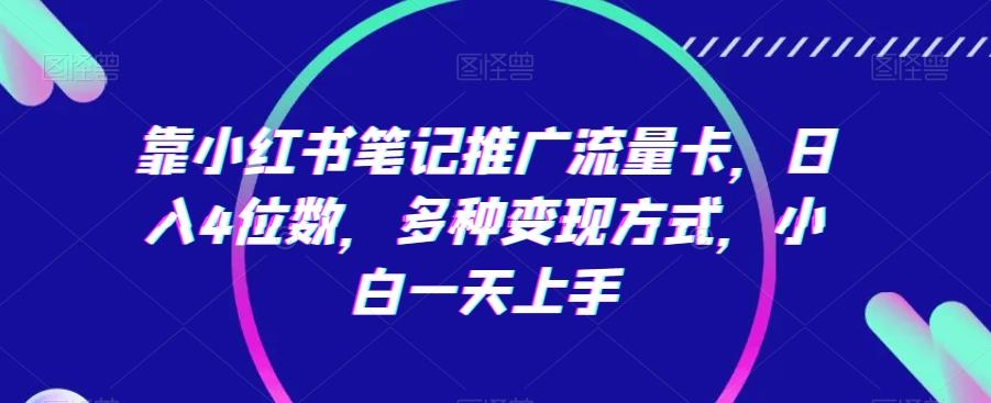 靠小红书笔记推广流量卡，日入4位数，多种变现方式，小白一天上手-云创网