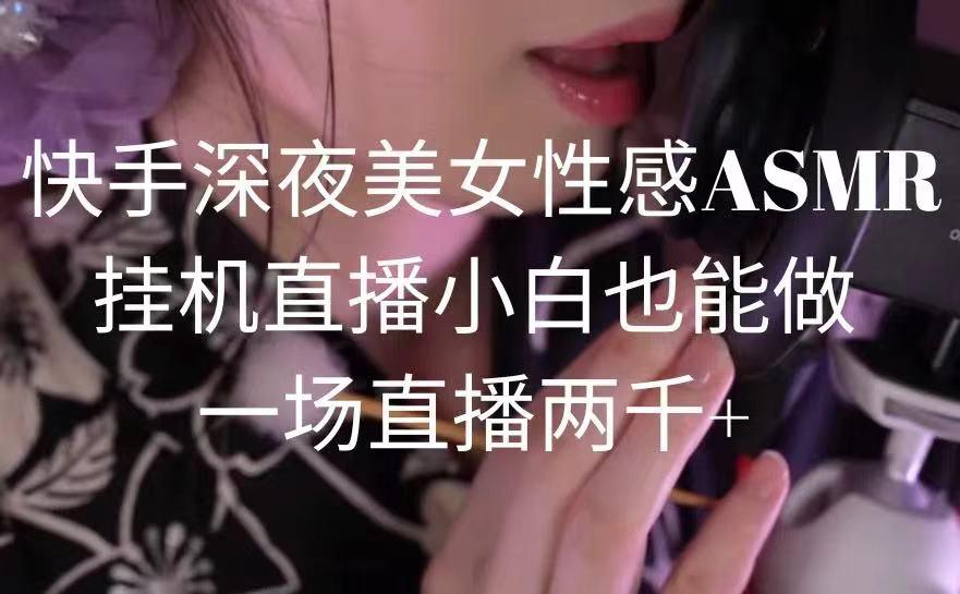 快手深夜美女性感ASMR挂机直播，小白也能做，一场直播两千+-云创网