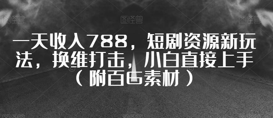 一天收入788，短剧资源新玩法，换维打击，小白直接上手（附百G素材）【揭秘】-云创网