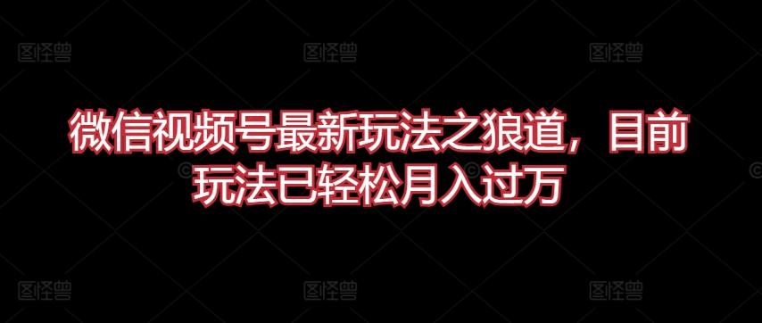 微信视频号最新玩法之狼道，目前玩法已轻松月入过万【揭秘】-云创网