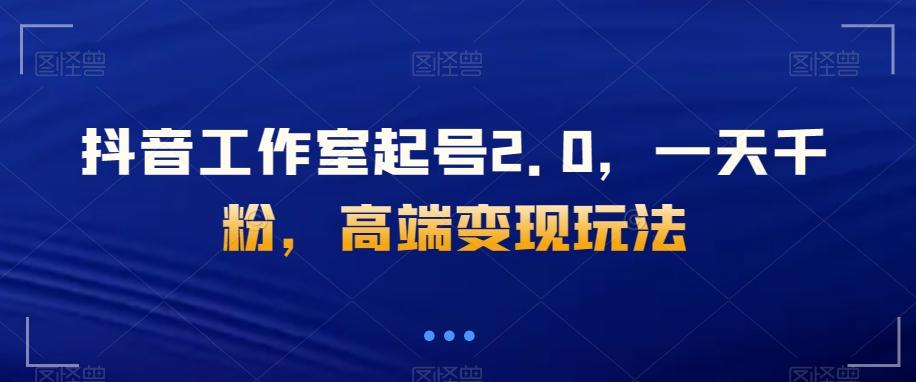 抖音工作室起号2.0，一天千粉，高端变现玩法【揭秘】-云创网
