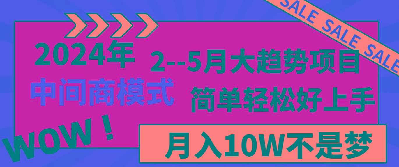 2024年2–5月大趋势项目，利用中间商模式，简单轻松好上手，轻松月入10W…-云创网